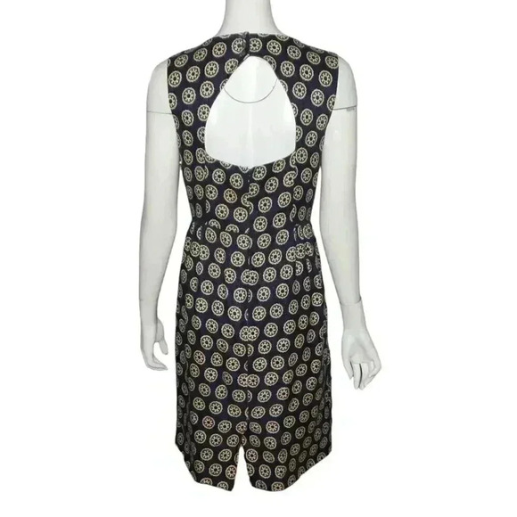 J.Crew Collection Roxy Racer Shift Dress Printed Heavy Linen Blue Beige Size 6 - Picture 3 of 7